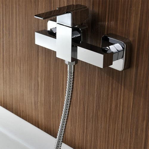 Homgeek Modern High-quality Wall-mounted Brass Bath Bathtub Faucet Tap Polished Chrome Showering Mixer Bathroom Home Hotel