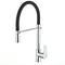 Homgeek Elegant High-quality Single Handle Hole Kitchen Faucet Swivel Spout Pull Out Sprayer Brass Chromed Polished Deck Mount Basin Mixer Tap with Black Hose