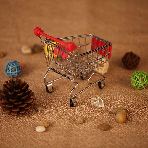 Cute Metal Mini Shopping Cart Pet Bird Parrot Toy for Conures Parakeet Lovebirds Cockatiel