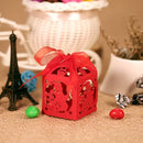 50pcs Delicate Carved Christmas Snowman DIY Candy Cookie Gift Boxes with Ribbon for Christmas Day Party Wedding Banquet