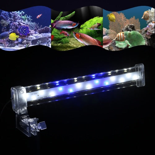 8cm/12cm/18cm/28cm Aquarium LED Clamp Clip-on Lamp High Light LED Bar SMD5730 Fish Tank Blue&White Lighting Tube AC220V-240V