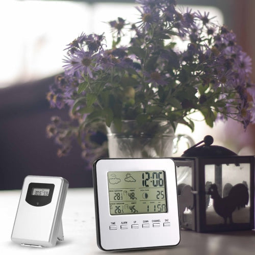 Multi-functional Wireless Weather Station Clock LCD Digital Indoor Outdoor Thermometer Hygrometer Calendar Alarm Moon Phase Display