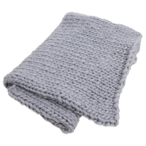 Super Chunky Hand Knit Throw Blanket Crochet Warm Thick Bulky Knitted Soft Sleek Big Sofa Living Room Handwoven 23.6x23.6in