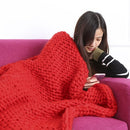 Super Chunky Hand Knit Throw Blanket Crochet Warm Thick Bulky Knitted Soft Sleek Big Sofa Living Room Handwoven 23.6x23.6in