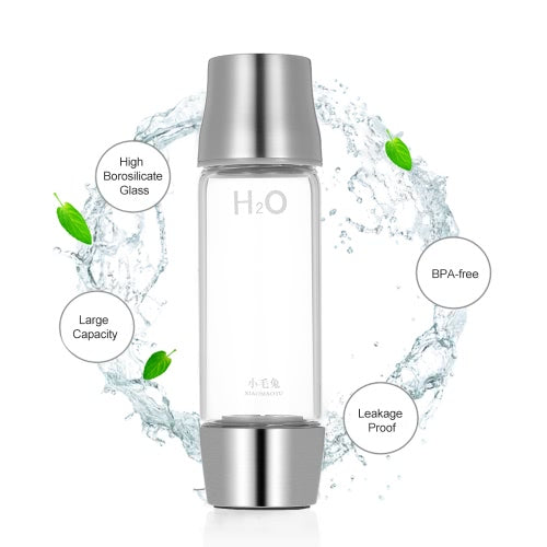 450ml Large Capacity Hydrogen Rich Water Bottle High Quality Simple Transparent Water Glass with Lid Portable BPA-free Business Nice Water Glass Cup with Cleaning Brush