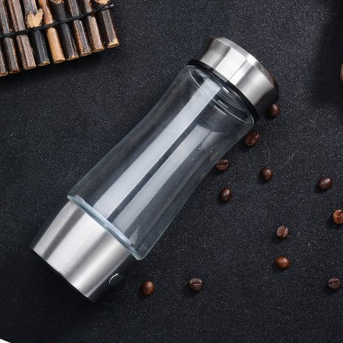 350ml Large Capacity Hydrogen Rich Water Bottle High Quality Transparent Water Glass with Lid Portable BPA-free High-end Business Nice Water Glass Cup with Cleaning Brush