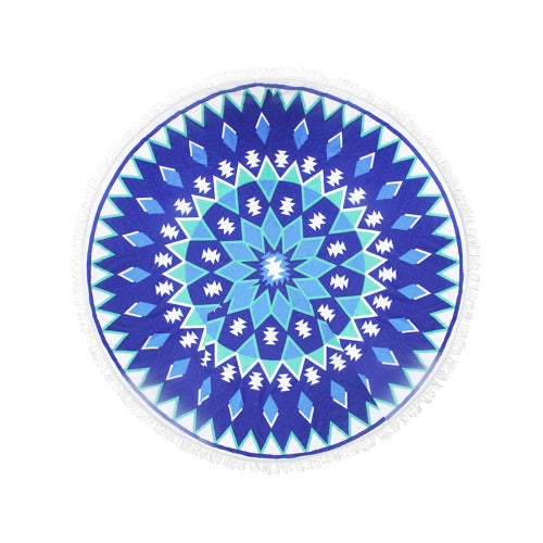 150cm Diameter Round Indian Mandala Beach Towel Wall Hanging Tapestry Mat Picnic Blanket Beach Shawl with Fringe Tassels for Holiday Travel