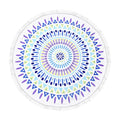 150cm Diameter Round Indian Mandala Beach Towel Wall Hanging Tapestry Mat Picnic Blanket Beach Shawl with Fringe Tassels for Holiday Travel