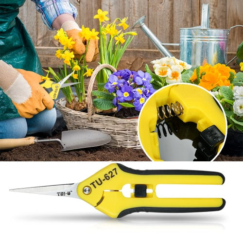 6.5''Gardening Hand Pruner Pruning Shear Functional Cutter with Straight Stainless Steel Blades