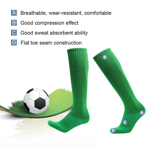 2 Pairs Men's Breathable Wicking Knee High Soccer Socks Sport Football Athletic Compression Socks for US 7.5-10.5 / UK 6.5-9.5 / EU 40-46 Black