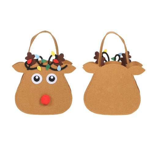 5pcs/set Christmas Candy Bags Gift Wrap Pocekts Bags X'mas Decorations Ornaments--Reindeer