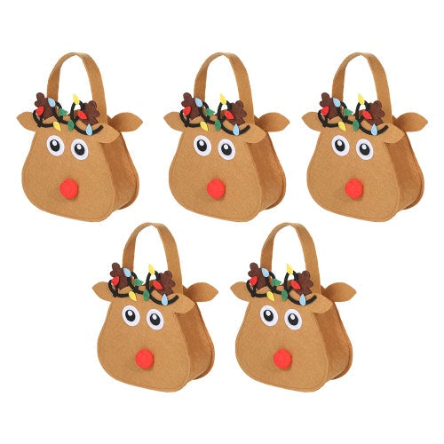 5pcs/set Christmas Candy Bags Gift Wrap Pocekts Bags X'mas Decorations Ornaments--Reindeer