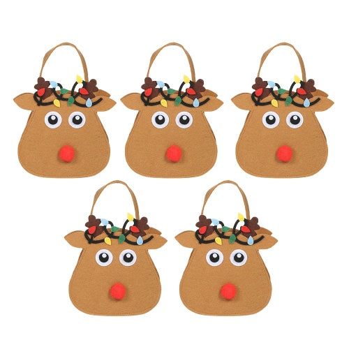 5pcs/set Christmas Candy Bags Gift Wrap Pocekts Bags X'mas Decorations Ornaments--Reindeer