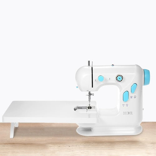 Decdeal Multifunctional Electric Household Sewing Machine with Extension Table Double Thread Double Speed LED Light Foot Pedal AC100-240V