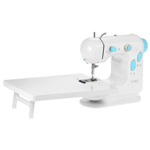 Decdeal Multifunctional Electric Household Sewing Machine with Extension Table Double Thread Double Speed LED Light Foot Pedal AC100-240V