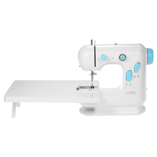 Decdeal Multifunctional Electric Household Sewing Machine with Extension Table Double Thread Double Speed LED Light Foot Pedal AC100-240V