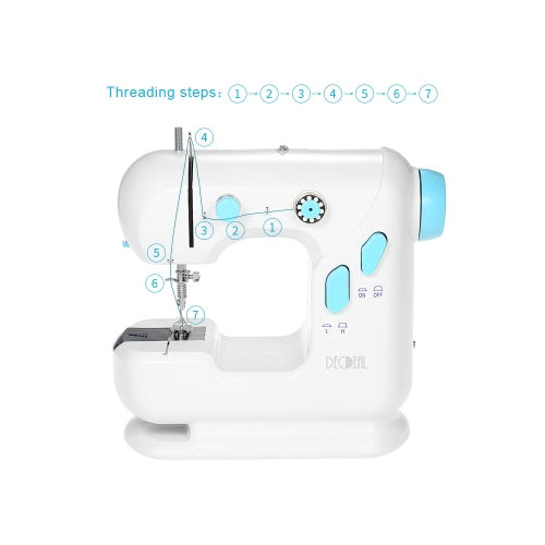 Decdeal Multifunctional Electric Household Sewing Machine with Extension Table Double Thread Double Speed LED Light Foot Pedal AC100-240V