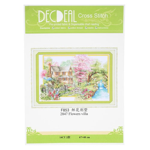 Decdeal DIY Handmade Needlework Cross Stitch Set 67 * 48cm Embroidery Kit 14CT Printed Cross-Stitching Home Decoration