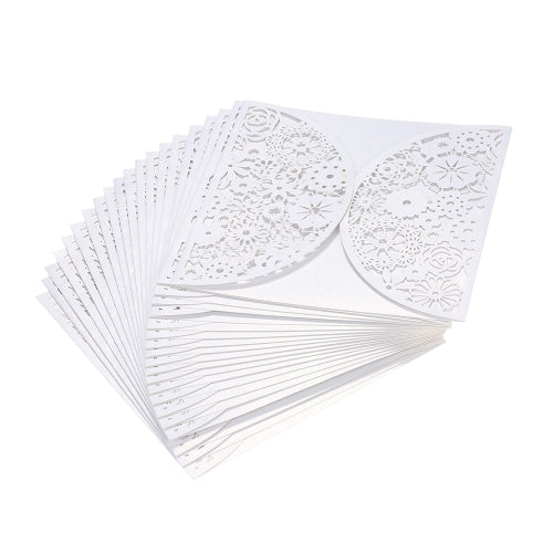 20pcs/set White Wedding Invitation Cards Kit Pearl Paper Laser Cut Hollow Invitation Cards for Wedding Birthday Party Anniversary