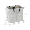 2 Sections Foldable X-frame Oxford Laundry Basket Hamper Mesh Drawstring Dirty Clothes Bin Organizer with Detachable Aluminum Frames