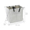 2 Sections Foldable X-frame Oxford Laundry Basket Hamper Mesh Drawstring Dirty Clothes Bin Organizer with Detachable Aluminum Frames