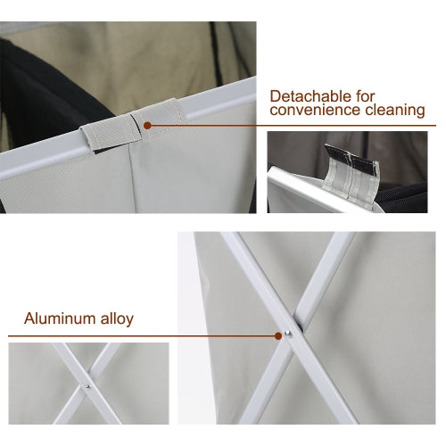 2 أقسام قابلة للطي X-frame أكسفورد سلة الغسيل تعرقل شبكة الرباط الملابس القذرة صندوق منظم مع إطارات الألومنيوم للانفصال