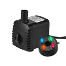 180L/H 2.5W Submersible Water Pump with 4 LED Light Ultra Quiet for Pond Aquarium Fish Tank Tabletop Fountain Hydroponics 4.9ft (1.5m) Power Cord