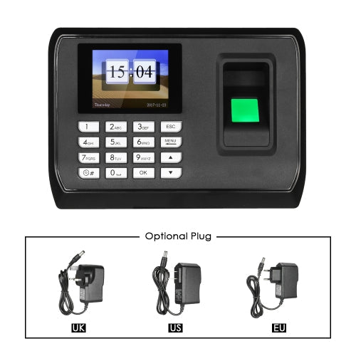 البيومترية بصمة كلمة المرور آلة الحضور الموظف فحص في مسجل 2.4 بوصة TFT LCD شاشة تيار مستمر 5 فولت وقت الحضور على مدار الساعة