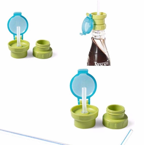 Baby Straw Lid Portable Converts to Bottle Snap Cap Infant Spill-proof Straw with Cap for   Toddles Babies