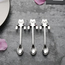 Cute Cat Spoon Long Handle Mini Flatware Coffee Stainless Steel Drinking Seasoning Tools Hanging Up Teaspoon Kitchen Gadget 11.8*1.8 cm Ice Cream Desert Tea Spoons