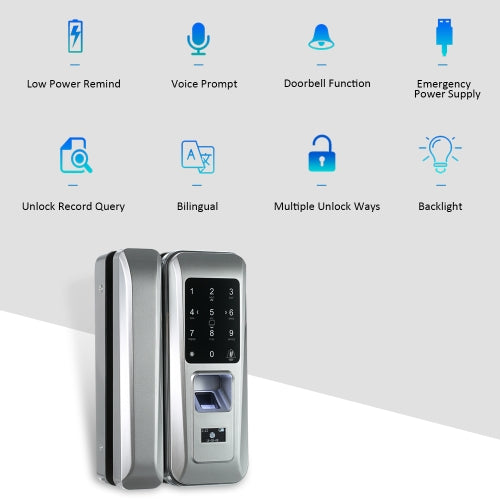 Single Open Door Fingerprint Lock Fingerprint & Touchscreen Smart Lock Digital Glass Door Lock