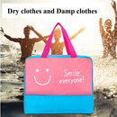 Wet Dry Separated Bags Handbag Large Capacity Storage Bag Waterproof Clothes Pouch for Beach Swimming Gym Spa Water Park Surfing Rafting (Pink Smile)