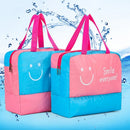 Wet Dry Separated Bags Handbag Large Capacity Storage Bag Waterproof Clothes Pouch for Beach Swimming Gym Spa Water Park Surfing Rafting (Pink Smile)