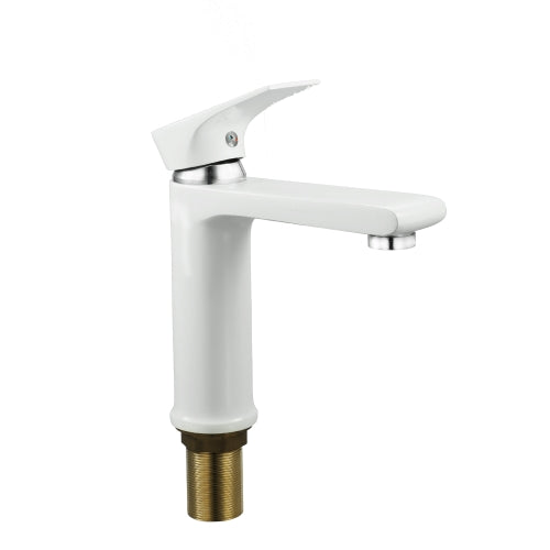 European-style Basin Single-hole Baking Paint Single Linked Bathroom Faucet White Water Tap Waterfall Faucets