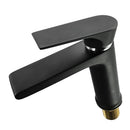 European-style Basin Single-hole Frosted Surface Single Linked Bathroom Faucet Black Water Tap Waterfall Faucets