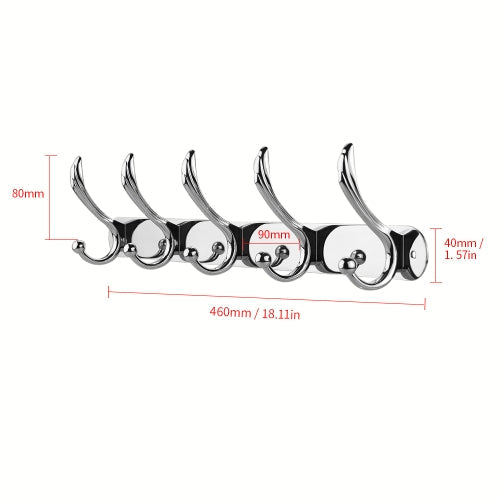 Wall Mounted Hook Rack Coat Hanger Multifunctional Hanging Hook Stainless Steel Hooks Space-saving Coat and Hat Hook