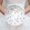 18cm Handmade Wedding Brooch Rhinestone Bridal Bouquet Satin Rose Flower for Bride Wedding Supplies--White