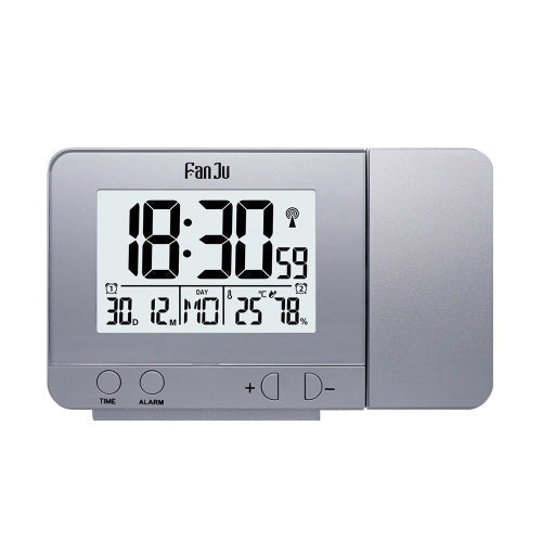 FanJu Projection Alarm Clock Rotatable Digital Projection Clock Multifunctional LCD Clock Digital Date Snooze Function Backlight Rotatable Projector Clock