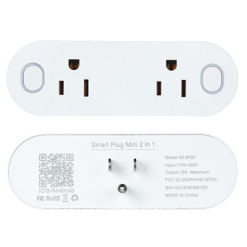 Pack of 2 Mini 2 in 1 WIFI Smart Plug Socket Wireless