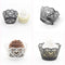 50pcs/set Paper Cupcake Wrappers Laser Cut Lace Cake Cup Liners Trays Baking Decorations Supplies--White