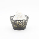 50pcs/set Paper Cupcake Wrappers Laser Cut Lace Cake Cup Liners Trays Baking Decorations Supplies--White