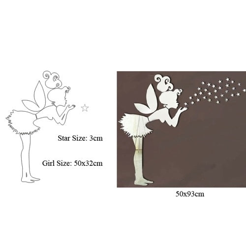 Mirror Wall Sticker Living Room Bedroom Decoration Stickers Little Girl to Blow Stars