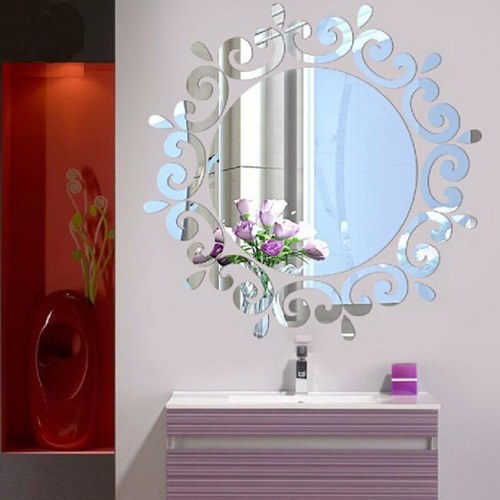 DIY Acrylic Solid Mirror Wall Sticker Bathroom Porch Ceiling Decoration Stickers