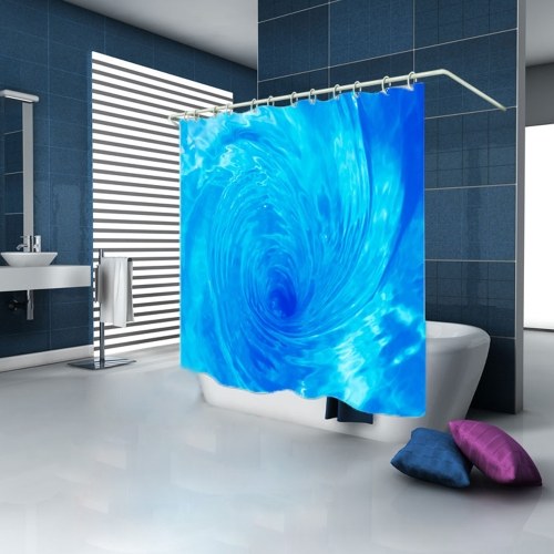 Simulation 3D Seaview Natural Scenery Waterproof Shower Curtain Drapes of Bathroom Toilet with Hooks