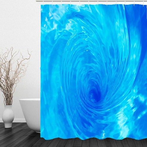 Simulation 3D Seaview Natural Scenery Waterproof Shower Curtain Drapes of Bathroom Toilet with Hooks