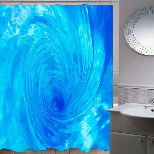 Simulation 3D Seaview Natural Scenery Waterproof Shower Curtain Drapes of Bathroom Toilet with Hooks