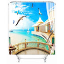 Simulation 3D Seaview Natural Scenery Waterproof Shower Curtain Drapes of Bathroom Toilet with Hooks