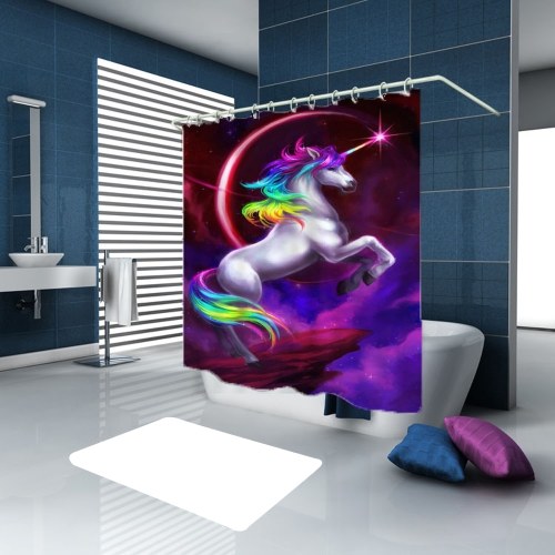 Simulation 3D Colourful Animals Waterproof Shower Curtain Drapes of Bathroom Toilet with Hooks