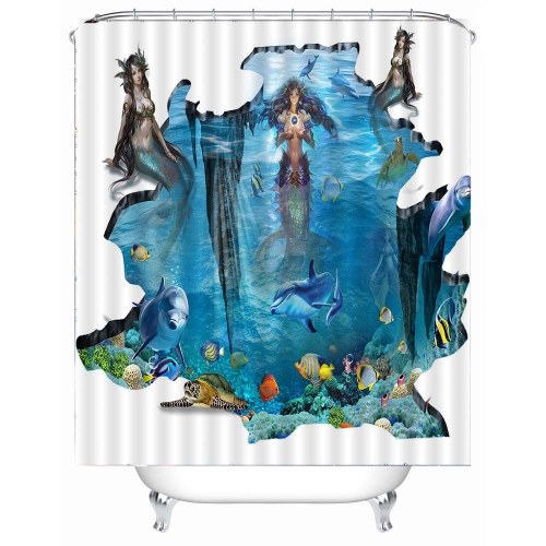 Simulation 3D Colourful Animals Waterproof Shower Curtain Drapes of Bathroom Toilet with Hooks