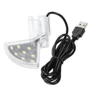 مصباح المشبك LED لحوض الأسماك USB على شكل مروحة مع 8 قطع ضوء عالي SMD5730 LED لخزان الأسماك ضوء أبيض